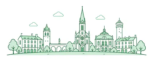 Illustration stylisée de la ville de Roanne - Création de site internet Loire 42